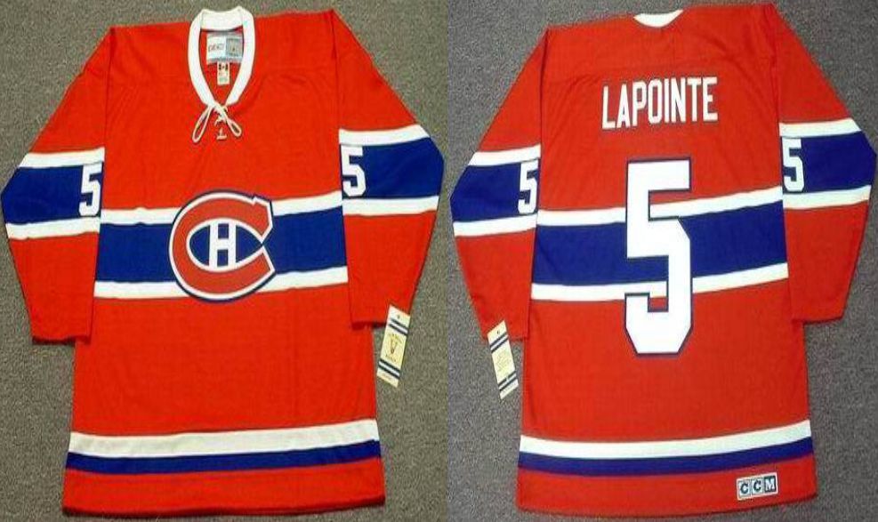 2019 Men Montreal Canadiens 5 Lapointe Red CCM NHL jerseys